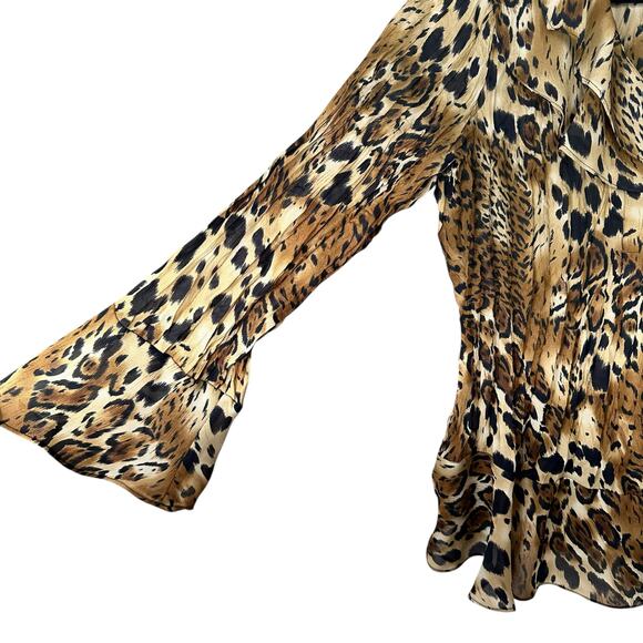 Allison Taylor Y2K 2000's Set of 2 Going Out Ruffle Tops Leopard Print Brown XL - Picture 3 of 15